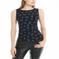 Blusa estampada com franzidos laterais Anne Klein feminina, preta, tamanho XX-S