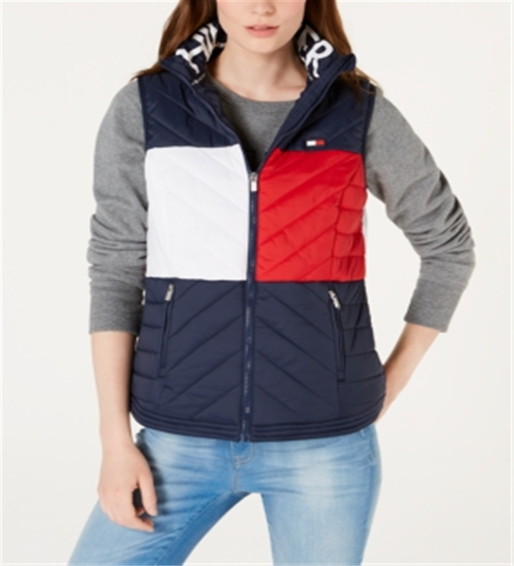 Tommy Hilfiger Colete Esportivo Acolchoado Feminino Azul Tamanho Grande