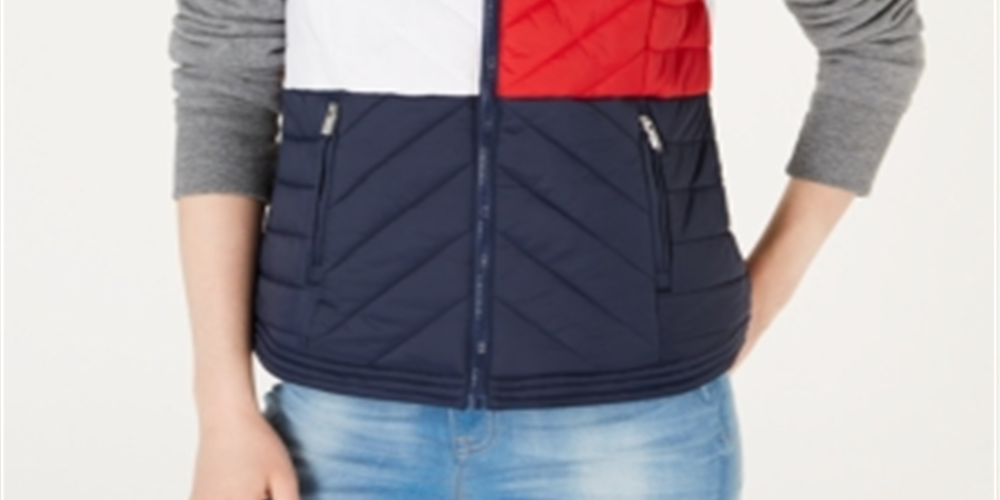 Tommy Hilfiger Colete Esportivo Acolchoado Feminino Azul Tamanho Grande