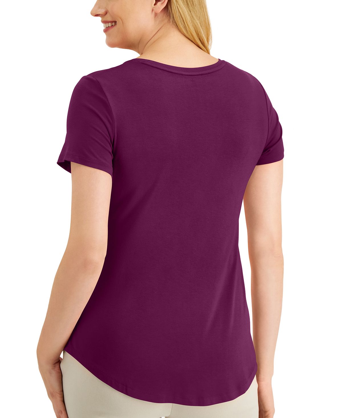 JM Collection Feminino Solid Rayon Span Roxo Tamanho Grande