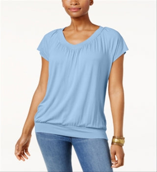 JM Collection Women's Blouson T-Shirt Blue Size Medium