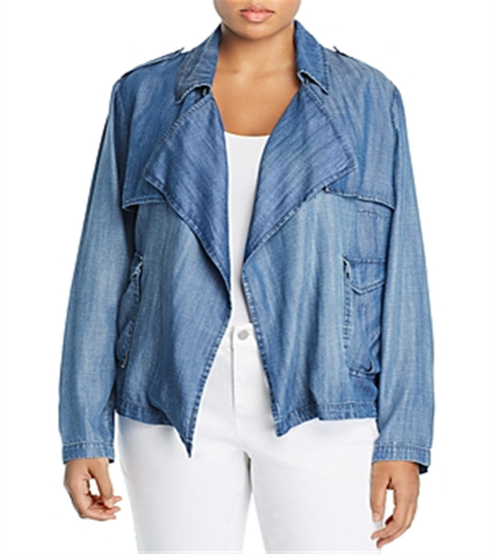 Jaqueta Bagatelle Plus Chambray Aberta Frente Azul Tamanho 2XL