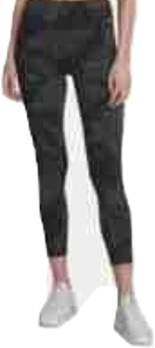 Leggings femininas DKNY Sport com estampa de cintura alta e tornozelo, pretas, tamanho GG