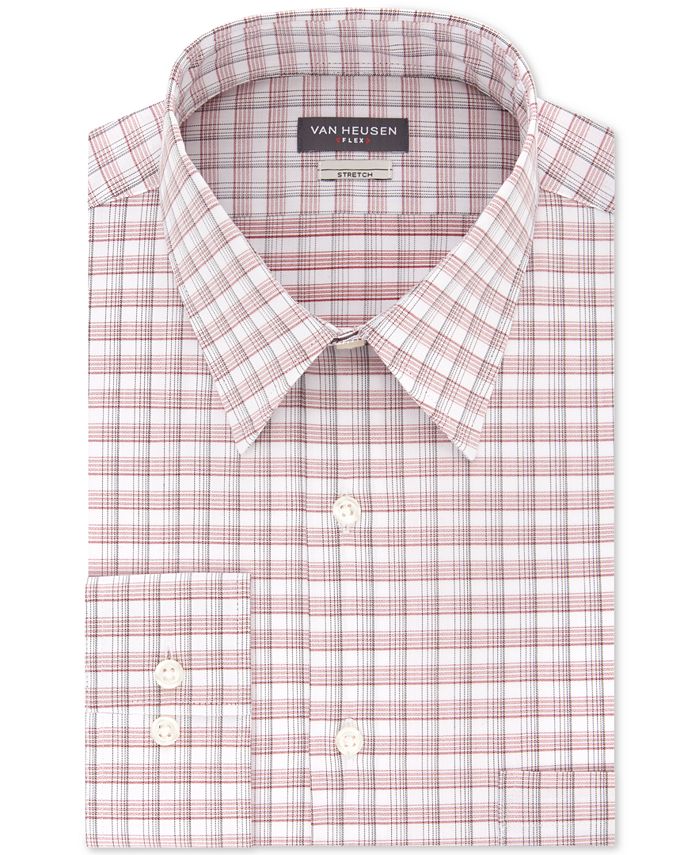 Camisa social xadrez masculina Van Heusen resistente a rugas, vermelha, tamanho 4XL