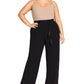 Calça palazzo feminina moderna com cinto City Chic, preta, tamanho 18W