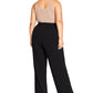 Calça palazzo feminina moderna com cinto City Chic, preta, tamanho 18W