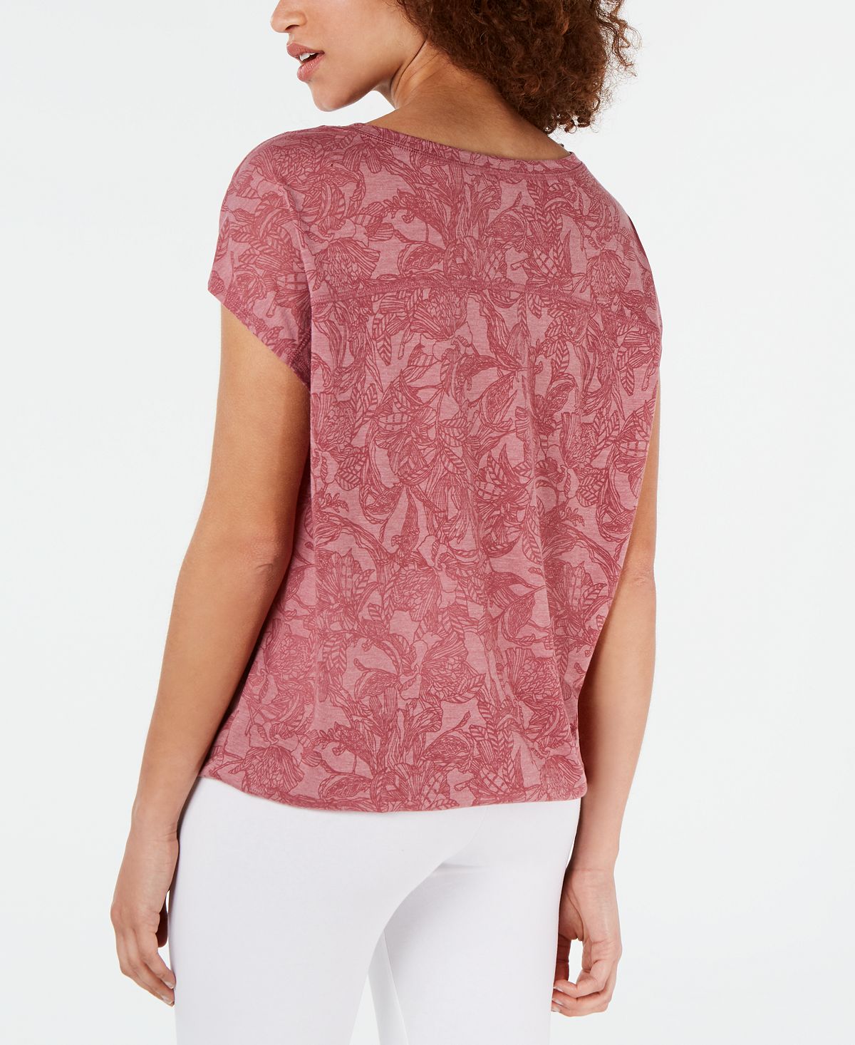 Ideology Top atlético feminino estampado com cordão rosa tamanho XX-G