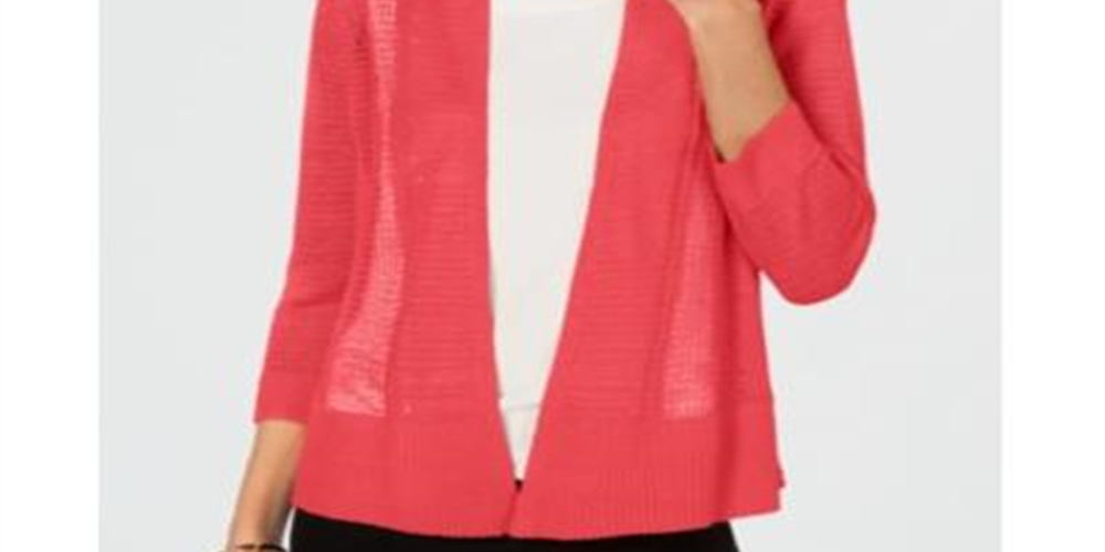 Cardigan feminino Alfani transparente com frente aberta, preto, tamanho grande