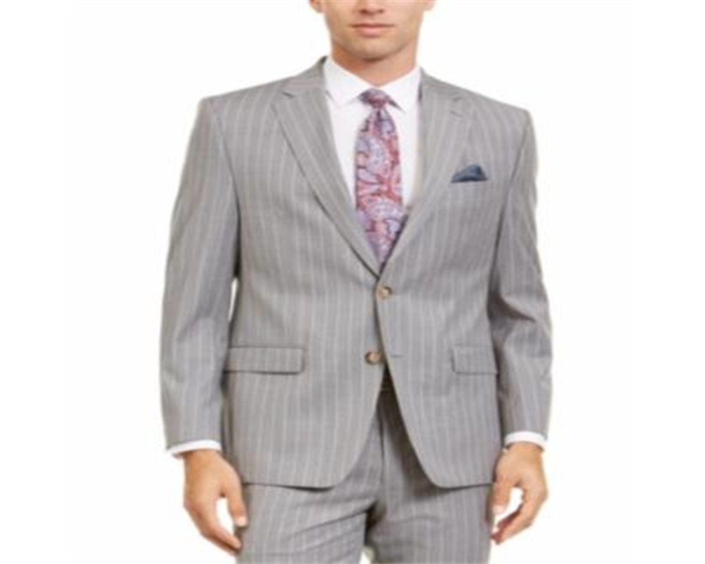 Ralph Lauren Masculino Classic Fit UltraFlex Stretch Stripe Suit Jaqueta Separada Cinza Tamanho 42