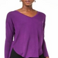 Camiseta INC International Concepts com decote em V e bainha curva, Purple Paradise M