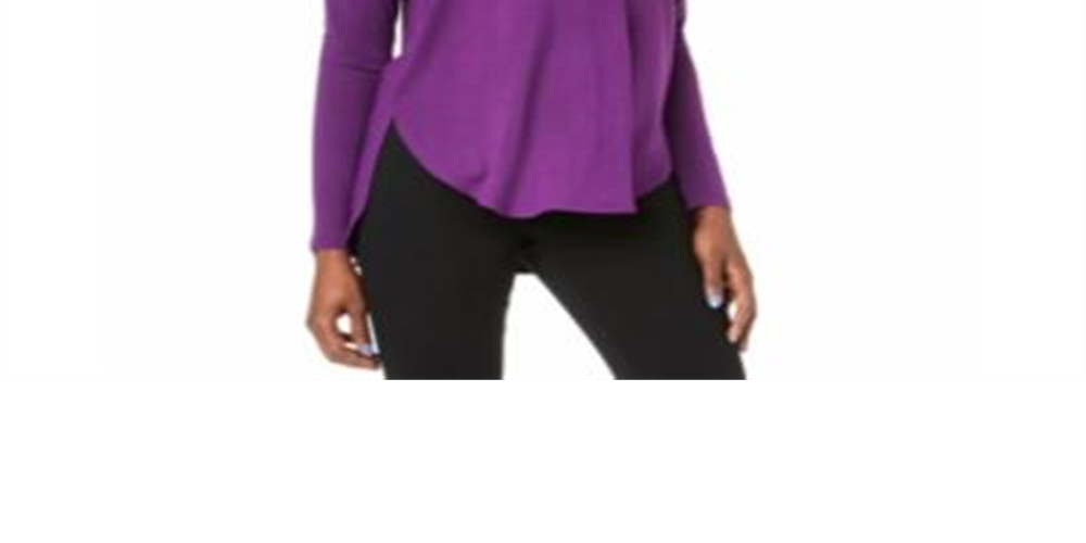 Camiseta INC International Concepts com decote em V e bainha curva, Purple Paradise M