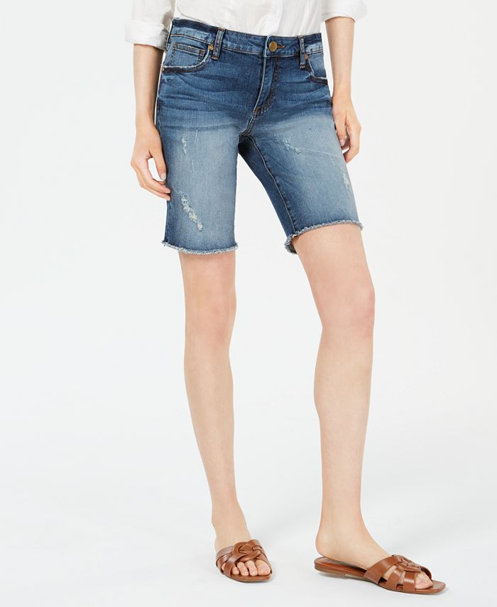 Bermuda jeans desgastada Sophie feminina Kut from the Kloth, azul, tamanho 12