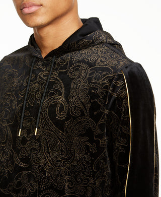INC International Concepts Suéter Masculino de Veludo Metálico com Capuz Preto Tamanho P