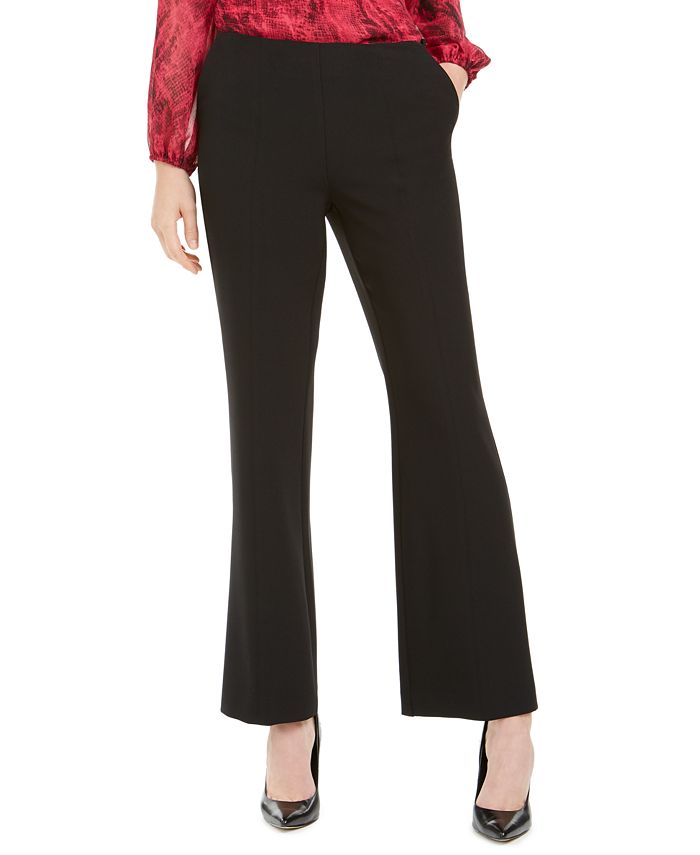 Calça Flare Kasper Feminina com Zíper Lateral Preta Tamanho 6 Petite