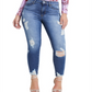 Calça jeans skinny feminina Guess 1981 Destroyed Hem, azul, tamanho 31