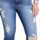 Calça jeans skinny feminina Guess 1981 Destroyed Hem, azul, tamanho 31