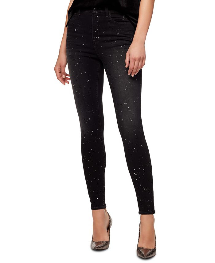 Calça jeans skinny Sanctuary Social Standard Denim cintura alta feminina, preta, tamanho 27