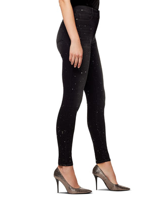 Calça jeans skinny Sanctuary Social Standard Denim cintura alta feminina, preta, tamanho 27