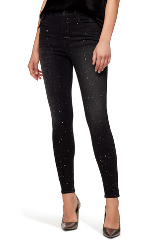 Calça jeans skinny Sanctuary Social Standard Denim cintura alta feminina, preta, tamanho 27