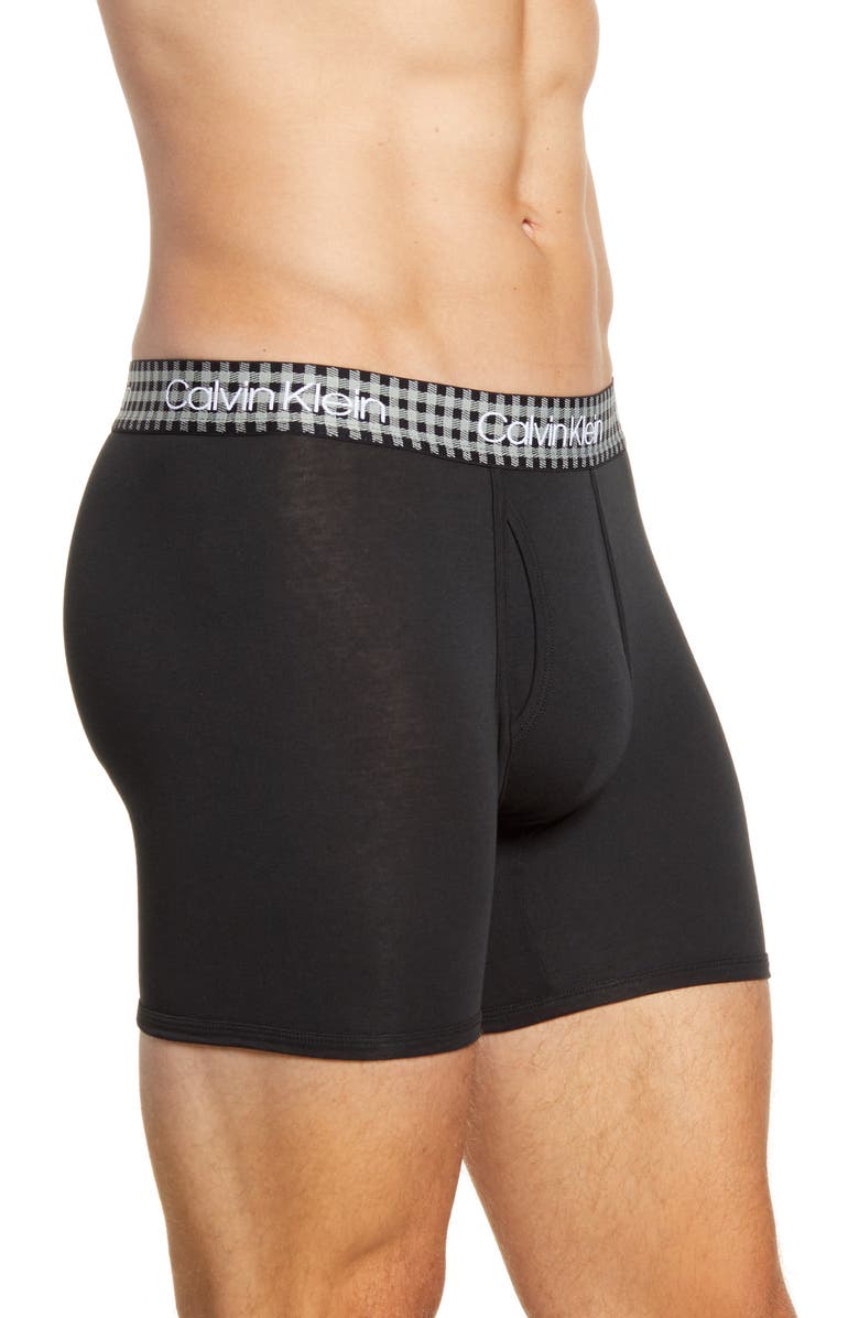 Cueca Boxer Calvin Klein Masculina Holiday Buffalo Check Preta Tamanho Médio
