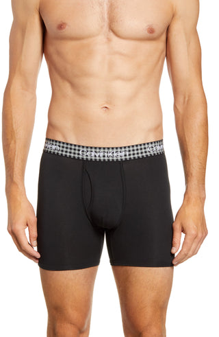 Cueca Boxer Calvin Klein Masculina Holiday Buffalo Check Preta Tamanho Médio