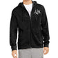 Moletom com capuz masculino AX Armani Exchange com logotipo e zíper, preto, tamanho médio