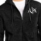 Moletom com capuz masculino AX Armani Exchange com logotipo e zíper, preto, tamanho médio