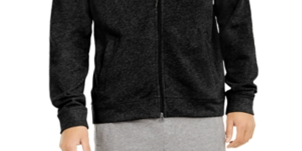 Moletom com capuz masculino AX Armani Exchange com logotipo e zíper, preto, tamanho médio