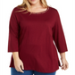 Karen Scott Blusa feminina com recortes e detalhes, vermelha, tamanho 0X
