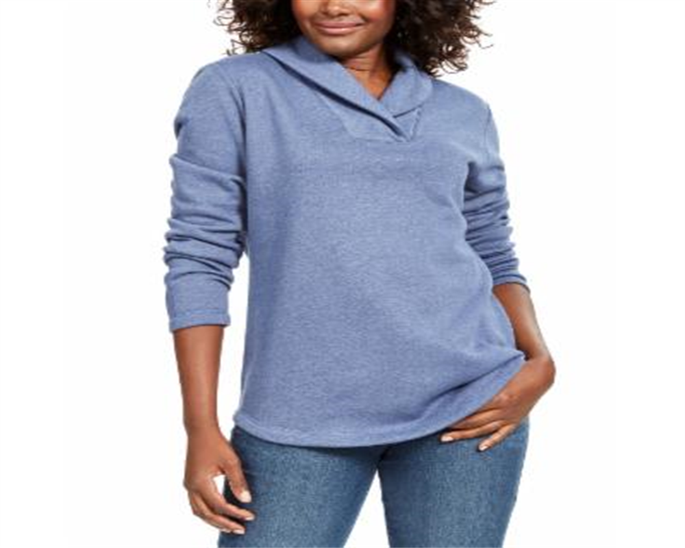 Karen Scott Suéter Feminino Manga Longa Heather Azul Tamanho XS