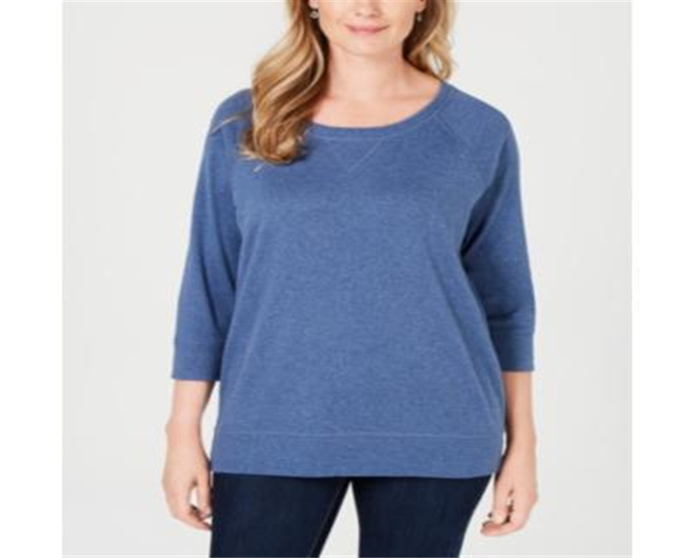 Karen Scott Top Esportivo Feminino Gola Redonda Azul Tamanho P