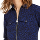 Blusa feminina Michael Kors com estampa de gato e zíper, azul, tamanho extragrande