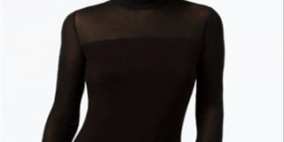 INC International Concepts Top feminino de gola alta com ajuste em malha e tamanho grande, preto