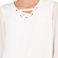 JM Collection Top feminino com cadarço e acabamento em ilhós, branco, tamanho X-S