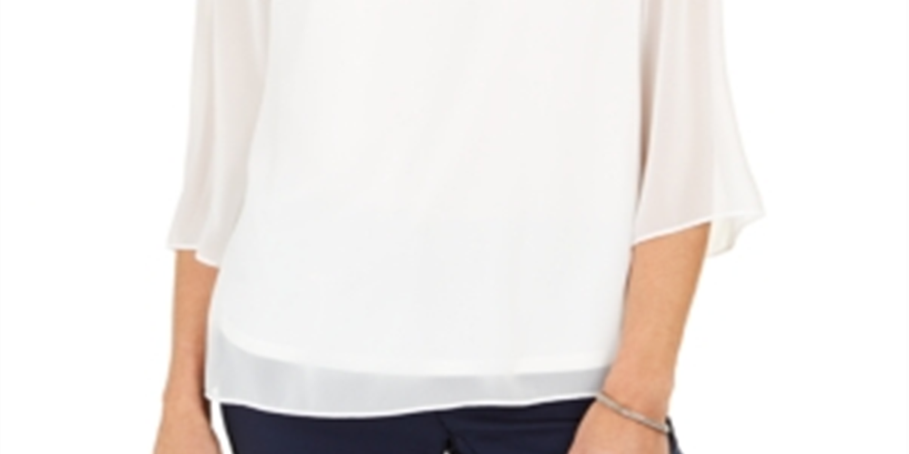 JM Collection Top feminino com cadarço e acabamento em ilhós, branco, tamanho X-S