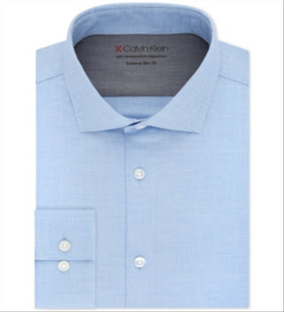 Camisa social masculina Calvin Klein Xtreme Slim Fit térmica elástica xadrez azul tamanho GG