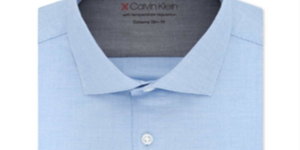 Camisa social masculina Calvin Klein Xtreme Slim Fit térmica elástica xadrez azul tamanho GG