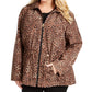 Jaqueta anoraque feminina com estampa animal Charter Club marrom tamanho 0X