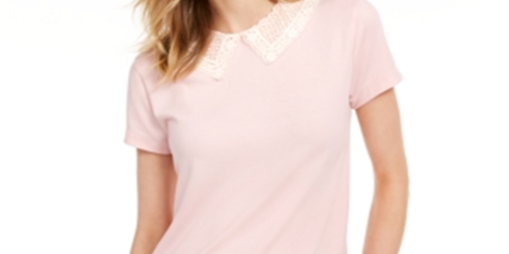 Blusa de gola rendada Maison Jules rosa tamanho 2XL
