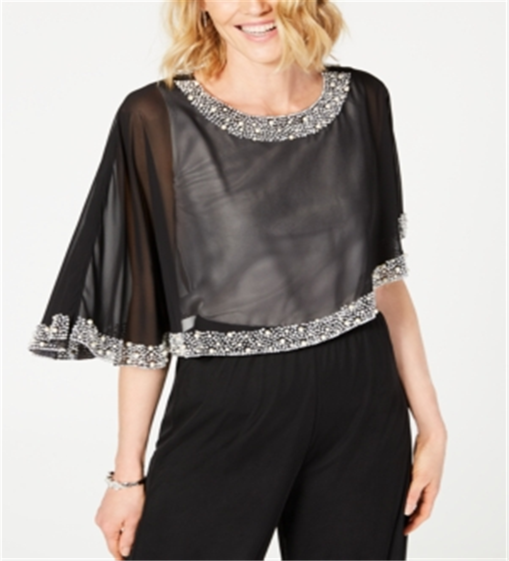 Prelude Strass Pérola Chiffon Caplet Poliéster Preto Tamanho G