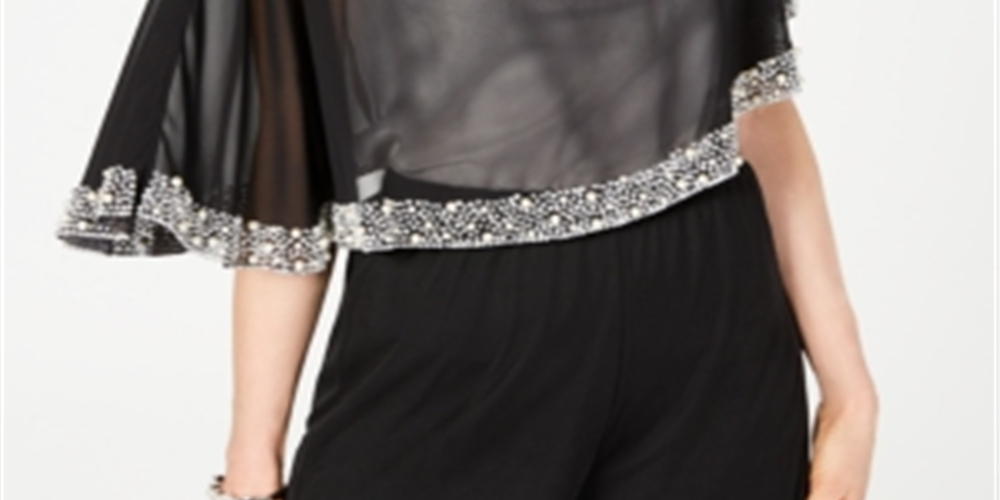 Prelude Strass Pérola Chiffon Caplet Poliéster Preto Tamanho G