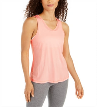 Ideology Women's Coral Sleeveless V Neck Top Pink Size XL