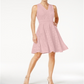 Vestido feminino Charter Club com ajuste evasê e renda, rosa, tamanho extragrande