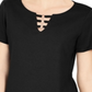 Karen Scott Top feminino com recorte triplo e argola, preto, tamanho pequeno