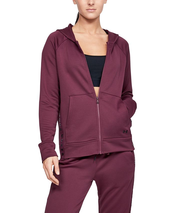 Moletom com capuz feminino Under Armour Tech Terry Zip, roxo, tamanho médio