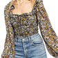 Blusa Mabel com cadarço feminina Free People, preta, tamanho pequeno