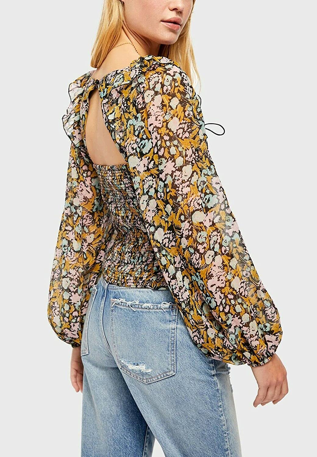 Blusa Mabel com cadarço feminina Free People, preta, tamanho pequeno