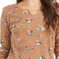 Camiseta térmica feminina de algodão estampado Style &amp; Co, preta, tamanho M