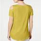 Camiseta feminina JM Collection com ombros descobertos e manga curta, verde, tamanho XX-G