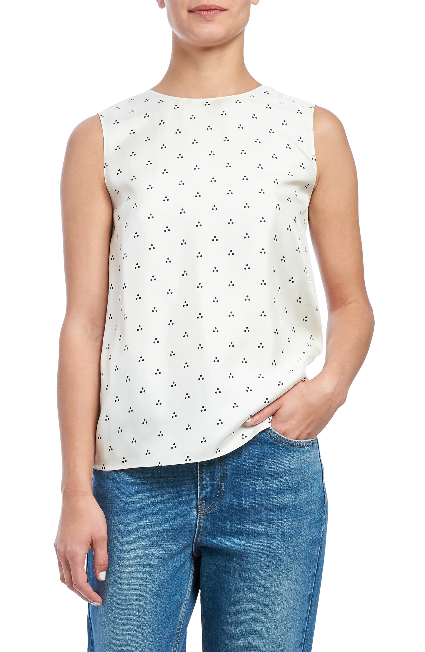 Top reto feminino Theory, branco, tamanho médio